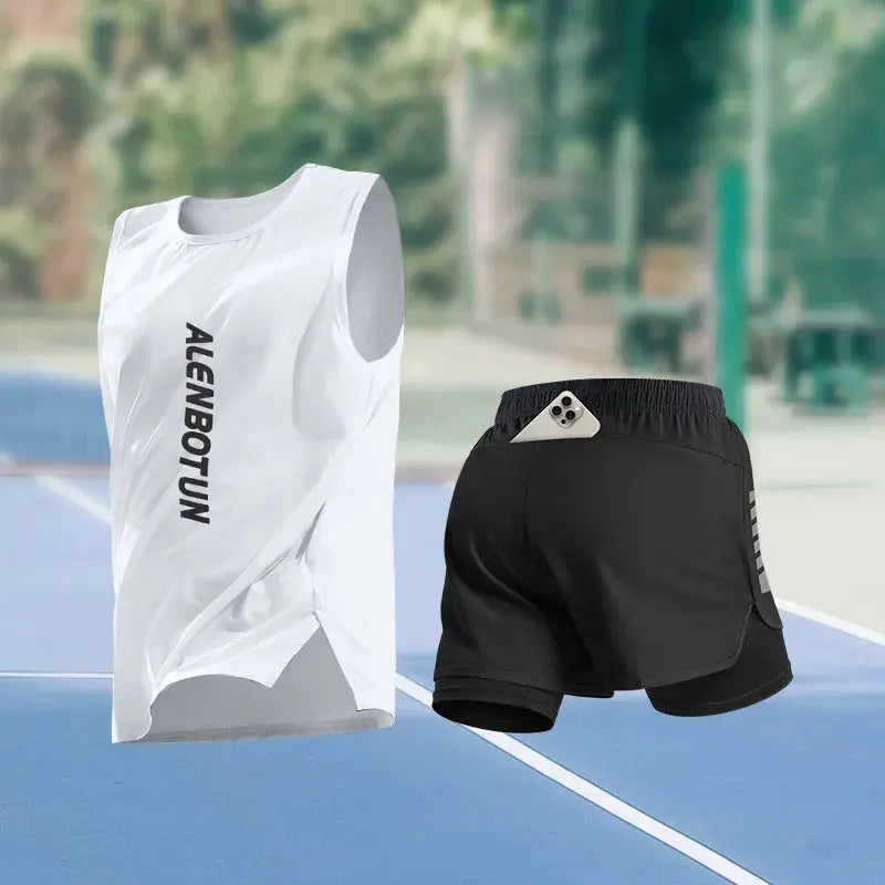 Men Running Sports Set Summer New Arrival Marathon Training Fitness Outfits Professional Quick Dry Basketball Tank Top And Short Khamik Shop Online