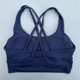 Solid Color Soft Cross Back Women Fitness Bra Tights Yoga Vest High Strength Shockproof Gym Sports Top Push Up With Chest Pad Khamik Shop Online
