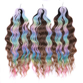 FREEDOM Synthetic Curly Braiding Hair Extensions 24 Inch/60 cm Long Deep Wavy Twist Crochet Braids Hair Ombre Brown Rainbow Hair Khamik Shop Online