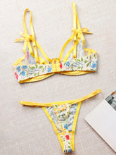 Women Bra and Briefs Sets Lace Flower Embroidery Sexy Perspective Underwire Erotic Lingerie Panty Two-Piece Underwear Set Khamik Shop Online