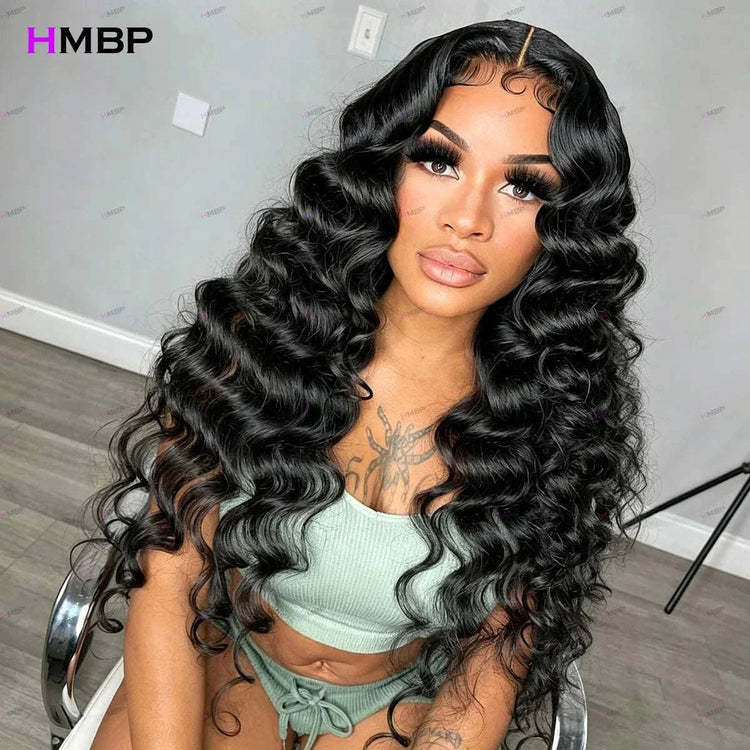 Glueless Wig Pre Plucked Hairline Loose Deep Wave 9x6/13x4 HD Lace Frontal Wig 400 Density Deep Water Wave Curly Human Hair Wig Khamik Shop Online