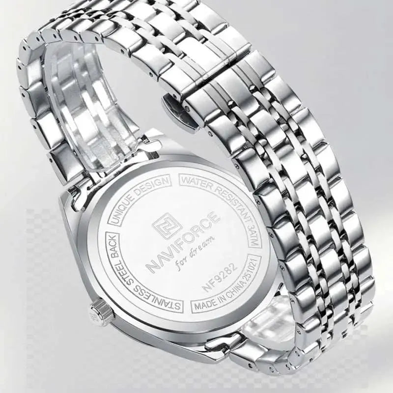 NAVIFORCE Men Elegant Business Stainless Steel Watch 30M Waterproof Luminous Hands Japan Movement Wristwatch Gifts box Khamik Shop Online
