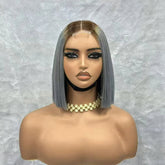 Bone Straight Short Bob Human Hair Brazilian Raw Hair Bone Straight Bob Wig 2x6 Lace Closure Color Wigs for Women Khamik Shop Online