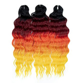 FREEDOM Synthetic Curly Braiding Hair Extensions 24 Inch/60 cm Long Deep Wavy Twist Crochet Braids Hair Ombre Brown Rainbow Hair Khamik Shop Online