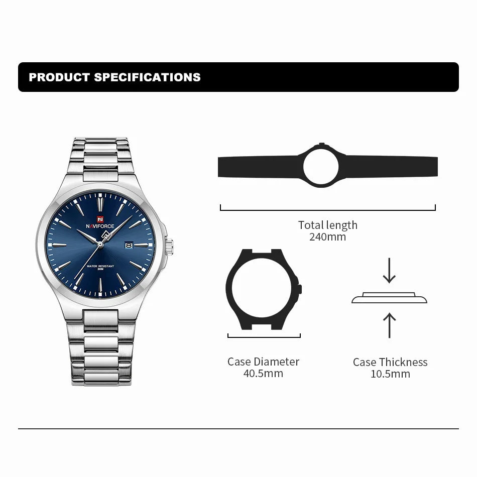 Original Design Fashion Men'S Watches Stainless Steel Simple Calendar Male Waterproof Wristwatches Relogio Masculino
