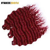 FREEDOM Synthetic Curly Braiding Hair Extensions 24 Inch/60 cm Long Deep Wavy Twist Crochet Braids Hair Ombre Brown Rainbow Hair Khamik Shop Online