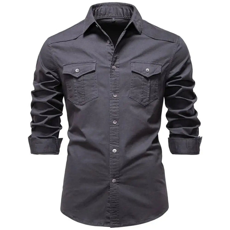 AIOPESON 2026 Business Cotton Pocket Shirt Long Sleeve Quality For Casual Slim Fit Solid Color Men Shirts Khamik Shop Online