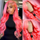 13x4 Body Wave Light Pink Lace Front Wig Brazilian Human Hair Wigs Colored Wig 13x6 Transparent HD Lace Frontal Wigs For Women Khamik Shop Online