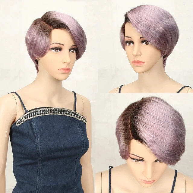 Blond 27 Pixie Cut Bob Wigs Lace Front T Part Human Hair Wigs For Nature Black Dark Brazilian 613 Straight Remy Human Hair Wigs Khamik Shop Online