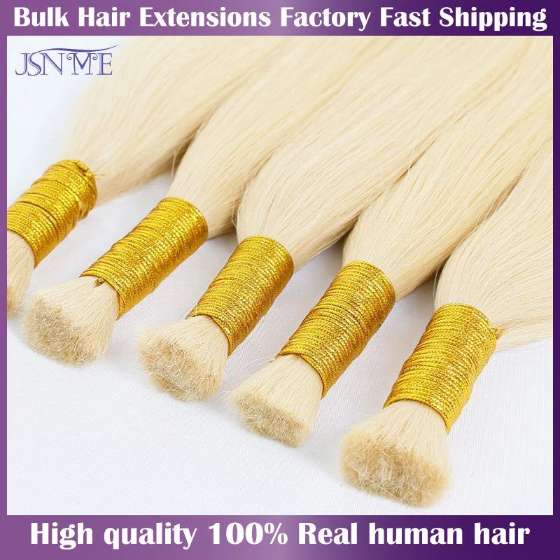 JSNME Bulk Human Hair Extensions 100% Real Human Hair Extension Straight 50g Black Brown Blonde 613 Color For Salon 14"-26" Inch Khamik Shop Online