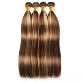 Highlight  P4/27 Straight Bundles Human Hair For Women Brown Blonde Hair Bundles Deal Colored Human Hair Weave Bundles Extension Khamik Shop Online