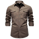 AIOPESON 2026 Business Cotton Pocket Shirt Long Sleeve Quality For Casual Slim Fit Solid Color Men Shirts Khamik Shop Online