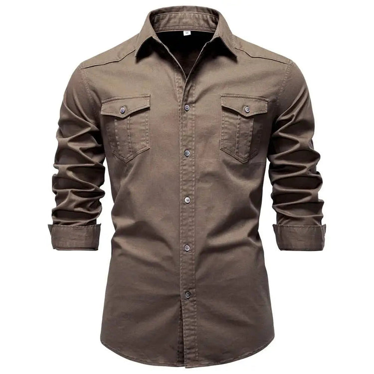AIOPESON 2026 Business Cotton Pocket Shirt Long Sleeve Quality For Casual Slim Fit Solid Color Men Shirts Khamik Shop Online