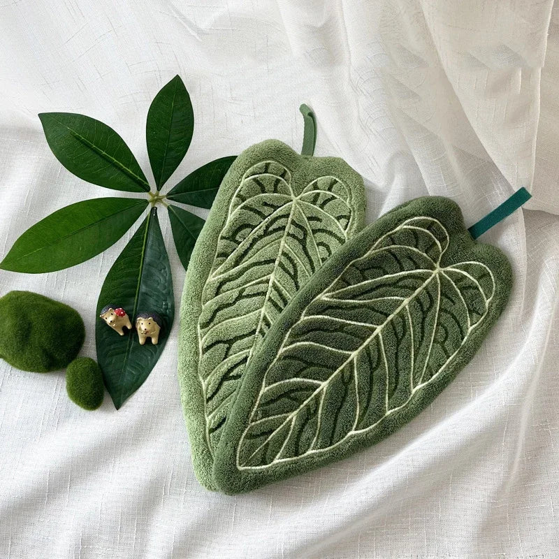 1PC Hot Plant Hand Towel Cleaning Towel Absorbent Handkerchief Hanging Thickened Kitchen Towel Bathroom Kitchen Accessories Khamik Shop Online
