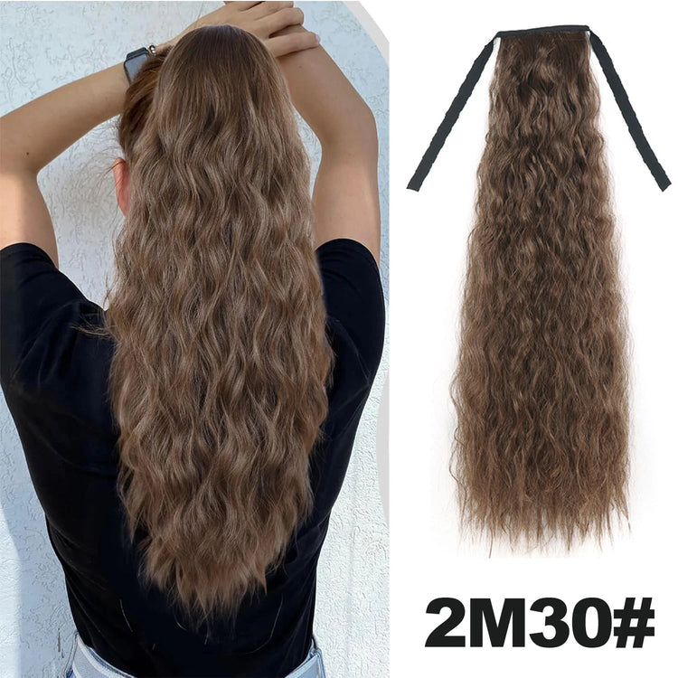 Straight Long Ponytail Extensions 22inch Natural Black Wrap Around Synthetic Hair Piece Pony Tail Hair Hairpieces for Women Girl Khamik Shop Online