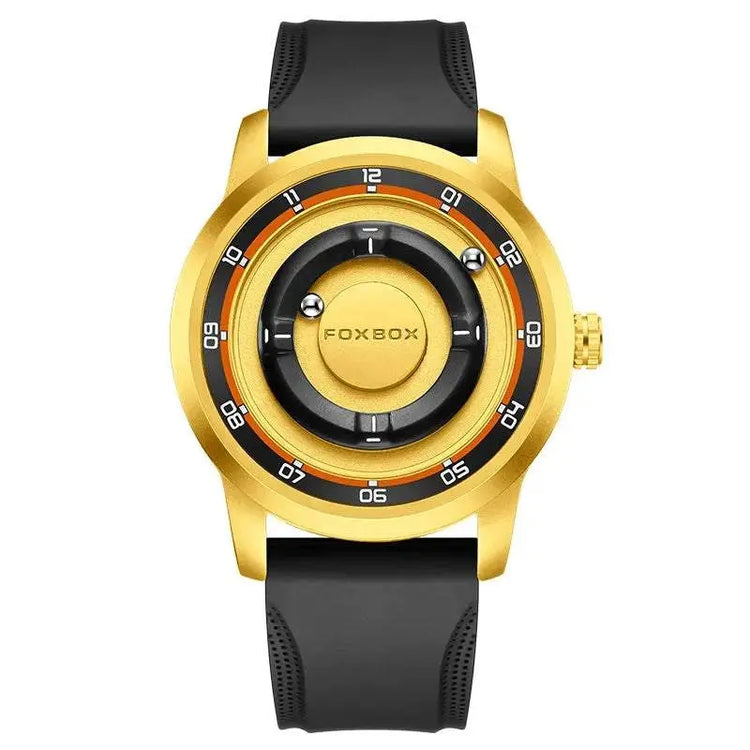 FOXBOX Magnetic Driven Watch Fashion Waterproof Quartz Wristwatch Rolling Steel Ball Pointer Sports Watches Military Clock+Box Khamik Shop Online
