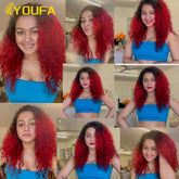 Hot Red Curly 100% Human Hair Bundles For Women 1Pc Lot Brazilian Bouncy Kinky Curly Hair Ombre 1B Red Human Hair Weave Bundles Khamik Shop Online