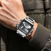 LIGE Fashion Casual Electronic Man Watch Sports Waterproof Luminous Alarm Stainless Steel Band Digital Men&