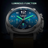LIGE Casual Outdoor Quartz Man Watch Fashion Sport Waterproof Luminous Auto Date Leather Strap Wristwatch for Men Male Gifts Box Khamik Shop Online