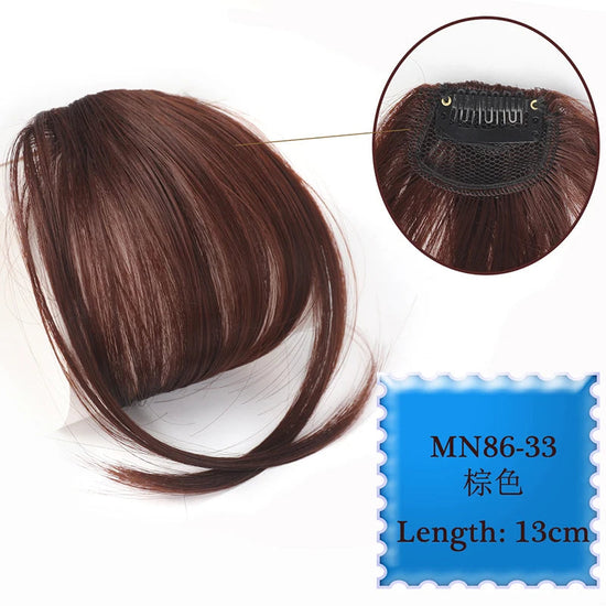 Synthetic Hair Clip In Bangs Brown Colored Invisible Front Fringes Clip in Hair Air Bangs Natural Black Fake Hair Bangs For Girl Khamik Shop Online
