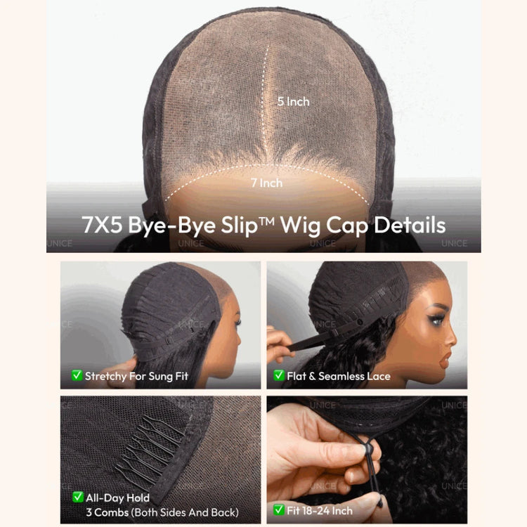 UNice Layered Cut Straight Bob Wig With Curtain Bang No-Slip 7x5 Lace Pre Cut Pre Bleached Glueless Wig Human Hair Ready To Wear Khamik Shop Online