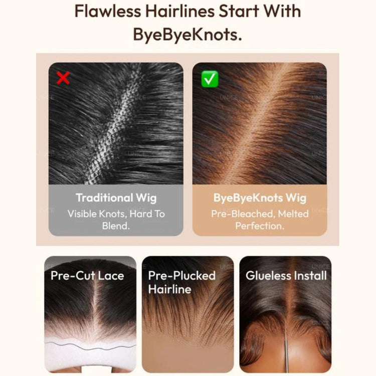 UNice Layered Cut Straight Bob Wig With Curtain Bang No-Slip 7x5 Lace Pre Cut Pre Bleached Glueless Wig Human Hair Ready To Wear Khamik Shop Online