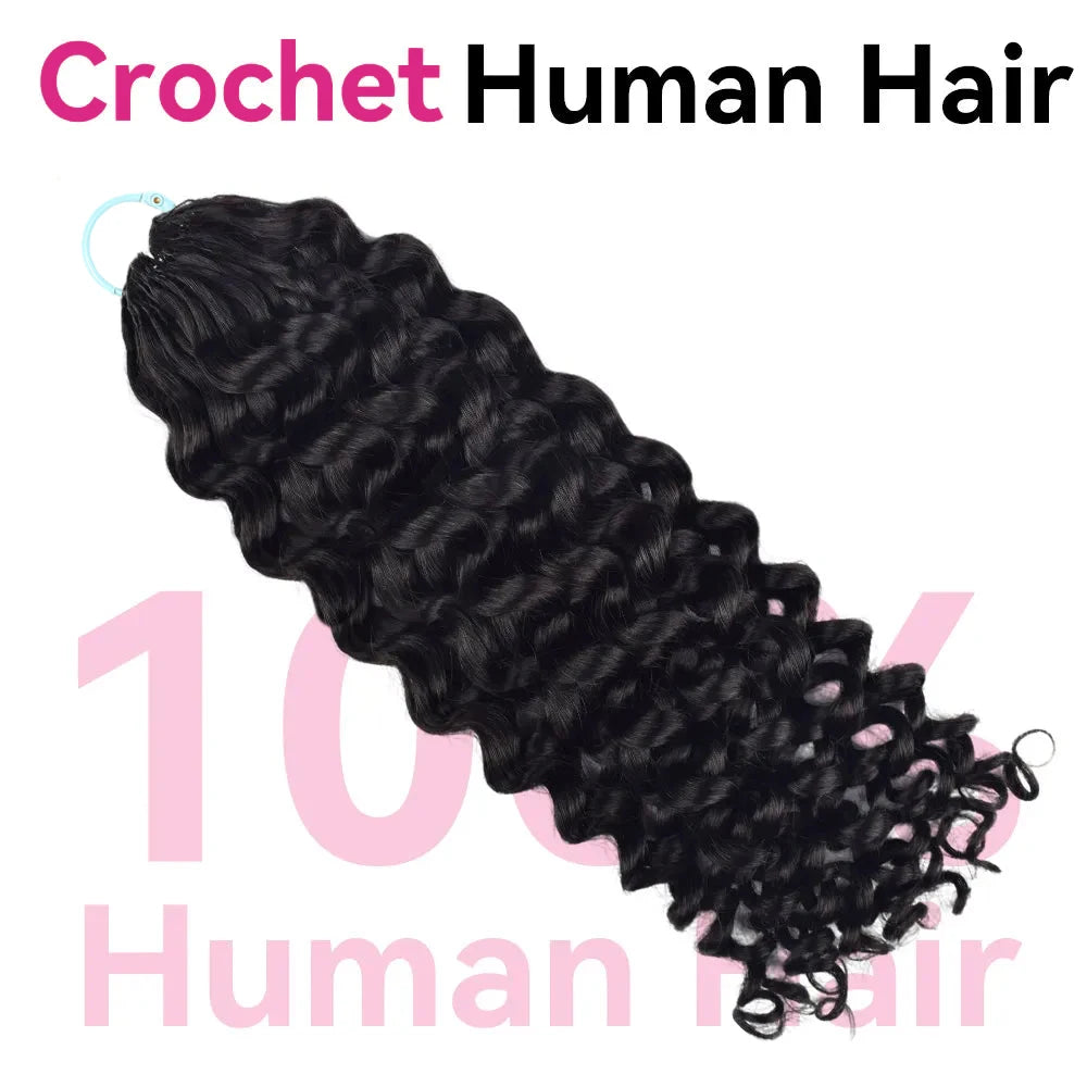 Feather Crochet Human Hair Deep Curly 50G Knotless Pre‑Separated Invisible Miracle Knots Hair Lightweight Reusable Crochet Hair Khamik Shop Online