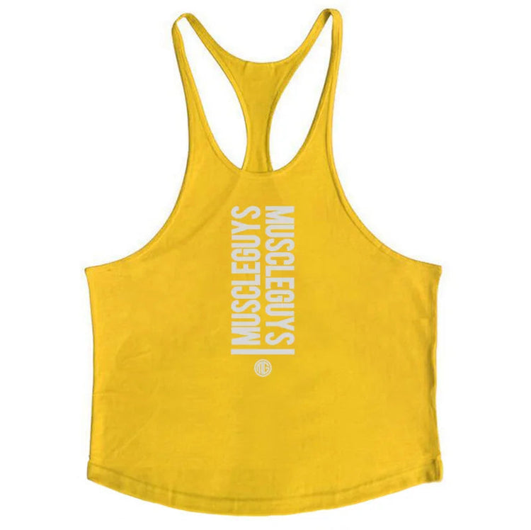 Summer Men Gym Workout Printed Tank Tops Y Back Fitness spaghetti straps Muscle Fit Stringer Sportswear Bodybuilding Cotton Tee Khamik Shop Online