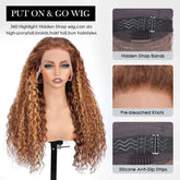 Highlight Ombre Hidden Strap 360 Drawstring Wigs Human Hair Pre Plucked Pre Bleached 260 Density Deep Wave Full Lace Frontal Wig Khamik Shop Online