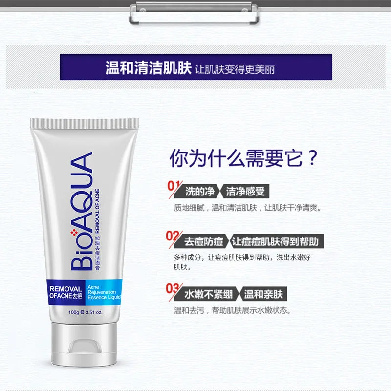 BIOAQUA Facial Cleanser anti Wrinkle Face Wash Foam Skincare Face Cleanser anti Acne Blackhead Remover Moisturizing Skin Care