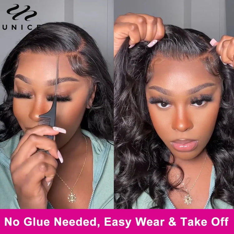 UNice No-Slip Cap 7x5 Lace Glueless Body Wave Human Hair Wigs With Drawstring & Secure Silicone Strips Khamik Shop Online