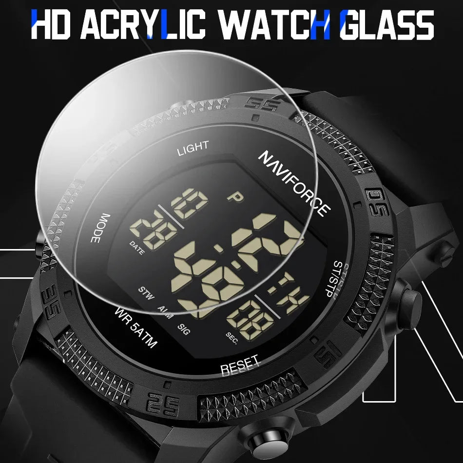 NF7104 Men'S LCD Digital Casual Date and Week Alarm Waterproof Silicone Strap Electronic Watch