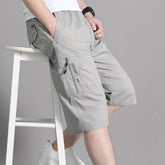 Mens Cargo Shorts Knee Pants Zipper Pocket Summer Cotton Shorts Climbing Jogger Elastic Waist Sports Wear Khamik Shop Online