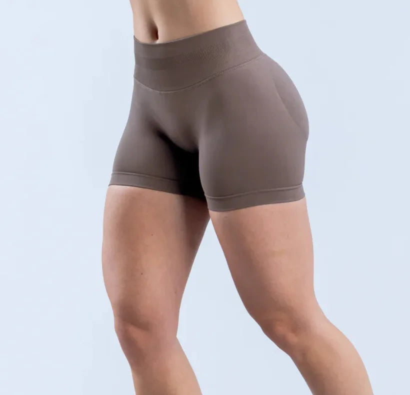 No Logos Shorts | 4.5" leggings Low Ribbed Rise Cycling Women Yoga Workout Clothes Gym Scrunch Bum Seam Seamless Fitness Tights Khamik Shop Online