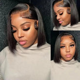 Brazilian HD Transparent 2x4 Bone Straight Short Bob Human Hair Wigs Straight Lace Front Wigs Bob Wig For Women Khamik Shop Online
