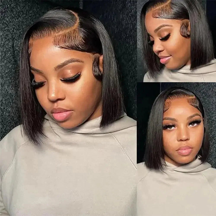 Brazilian HD Transparent 2x4 Bone Straight Short Bob Human Hair Wigs Straight Lace Front Wigs Bob Wig For Women Khamik Shop Online
