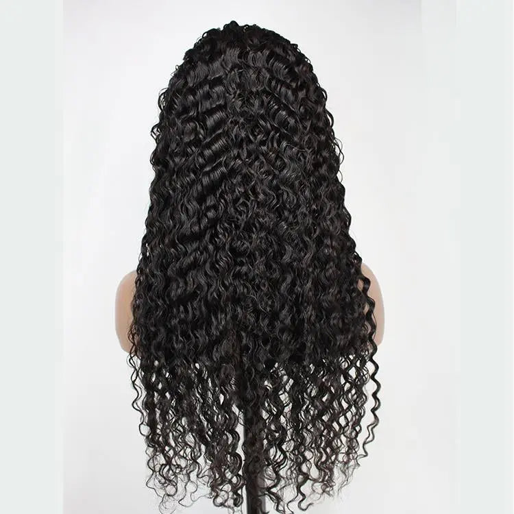 180% Density Full 4x4 Transparent Lace Front Jerry Curl Human Hair Wig Cerise Alfie