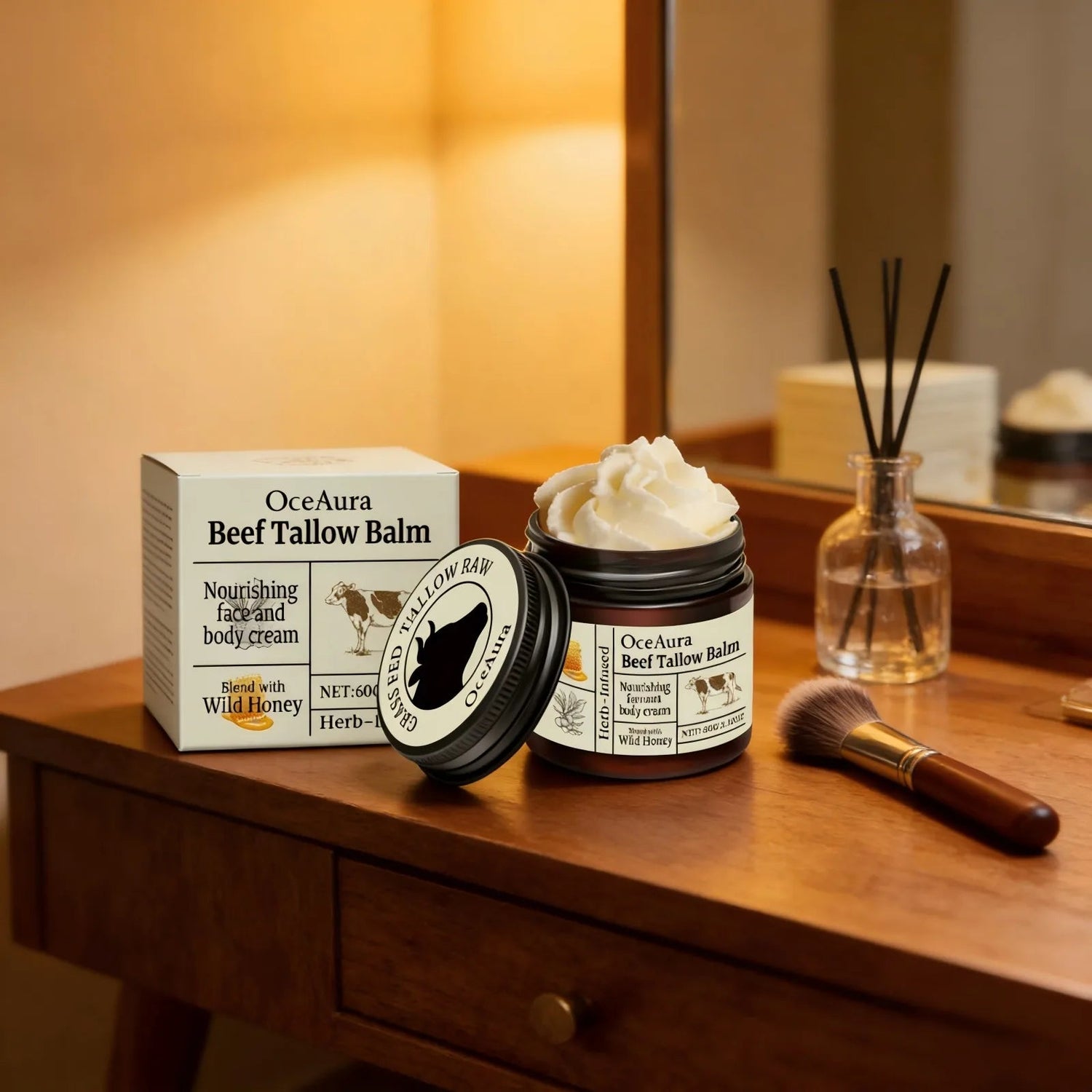 OceAura Beef Tallow Honey Balm Smooth Skin Barrier Repair Care Anti Cracking Body Moisturizer Olive Oil Nourishing Face Cream Khamik Shop Online