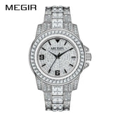 MEGIR Luxury Diamond Watches Unisex Fashion Analog Quartz Watch Bracelet Wristwatch Men Rhinestone Strap Relogios Masculino Khamik Shop Online
