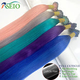RESIO Color  8D Tip Hair Extensions 100% Real Human Hair Microbeads Extensions Color Purple Blue Pink Gray 18-20inch 0.5g/Strand Khamik Shop Online