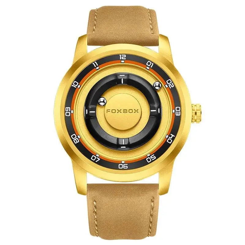 FOXBOX Magnetic Driven Watch Fashion Waterproof Quartz Wristwatch Rolling Steel Ball Pointer Sports Watches Military Clock+Box Khamik Shop Online