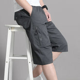 Mens Cargo Shorts Knee Pants Zipper Pocket Summer Cotton Shorts Climbing Jogger Elastic Waist Sports Wear Khamik Shop Online