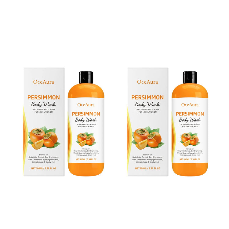 OceAura Fresh Persimmon Shower Gel Gentle Deep Cleansing Skin Barrier Protection Repair Long-Lasting Citrus Fruity Scent Mild Moisturizing Body Wash Khamik Shop Online