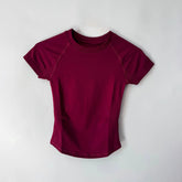 Women Seamless Yoga Shirt Short Sleeve Gym Top Workout Running Tee Fitness Activewear Breathable Athletic Sports Clothing Vest Khamik Shop Online