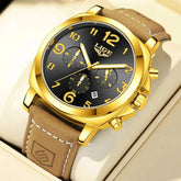 LIGE Casual Outdoor Quartz Man Watch Fashion Sport Waterproof Luminous Auto Date Leather Strap Wristwatch for Men Male Gifts Box Khamik Shop Online