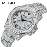 MEGIR Luxury Diamond Watches Unisex Fashion Analog Quartz Watch Bracelet Wristwatch Men Rhinestone Strap Relogios Masculino Khamik Shop Online