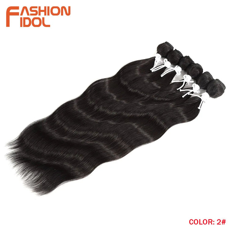 FASHION IDOL Water Wave Hair Bundles Synthetic Hair Extensions Ombre Blonde Hair Weave Bundles 6pcs 20" High Temperature Fiber Khamik Shop Online