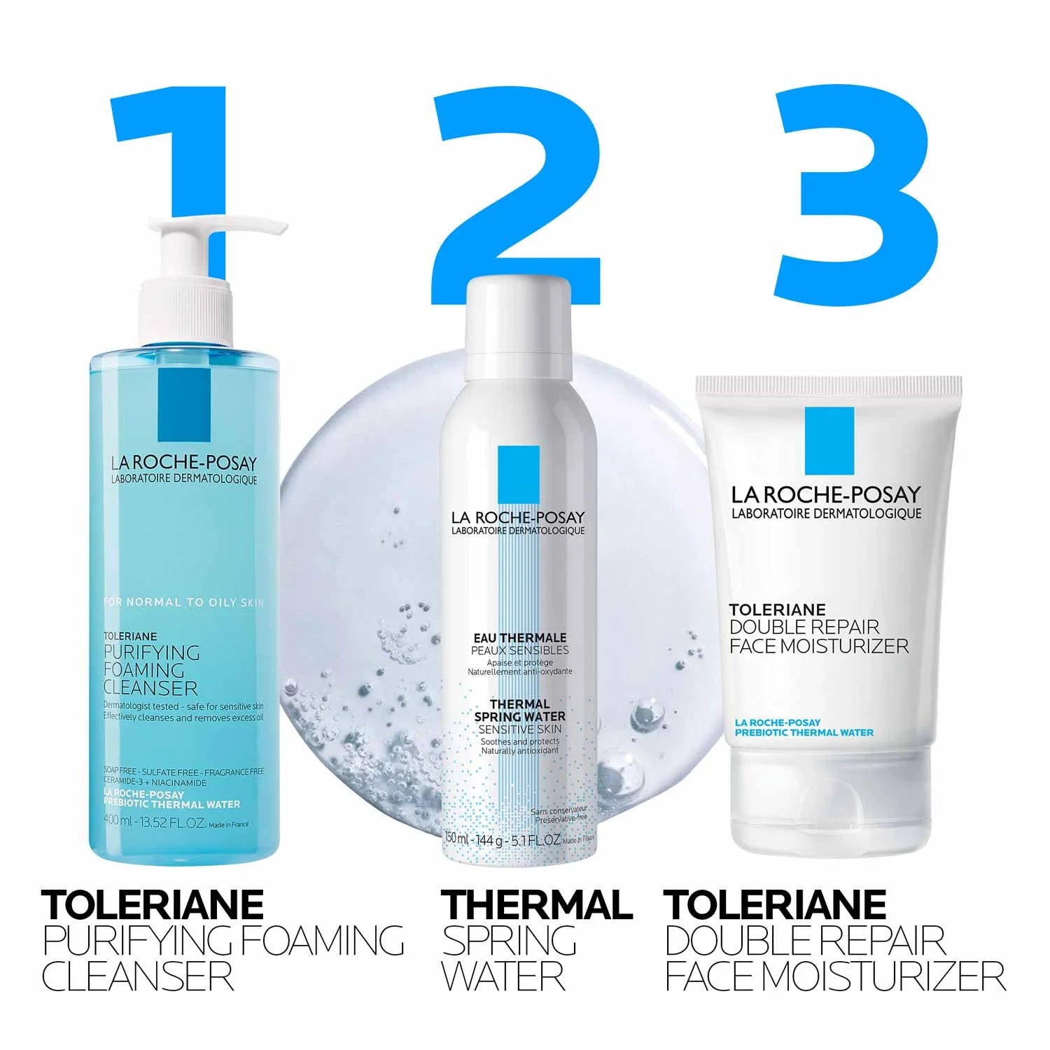 Toleriane Purifying Foaming Face Wash for Oily and Normal Skin, Oil-Free Facial Cleanser, 6.76 Fl Oz