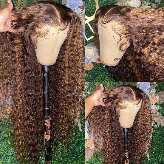 Curly Highlight 13x4 13x6 Lace Front Human Hair Wigs For Women Pre Plucked Honey Blonde 13x6 Lace Frontal Wigs Remy Hair Khamik Shop Online