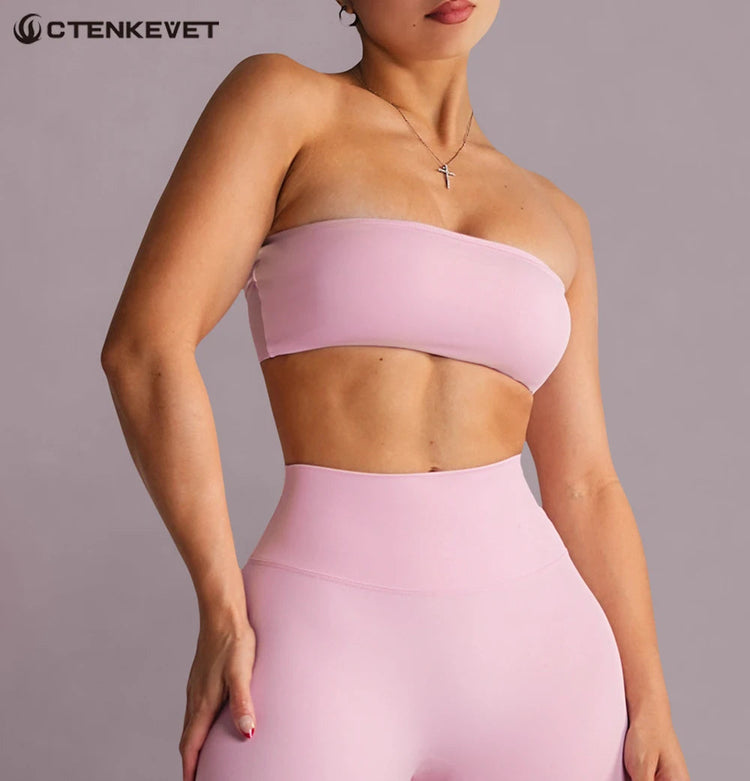 Strapless Sports Bra Gym Crop Top Women Quick-Drying Yoga Clothes Women Tube Bra Fitness Chest Wrap Underwear Workout Bra Female Khamik Shop Online